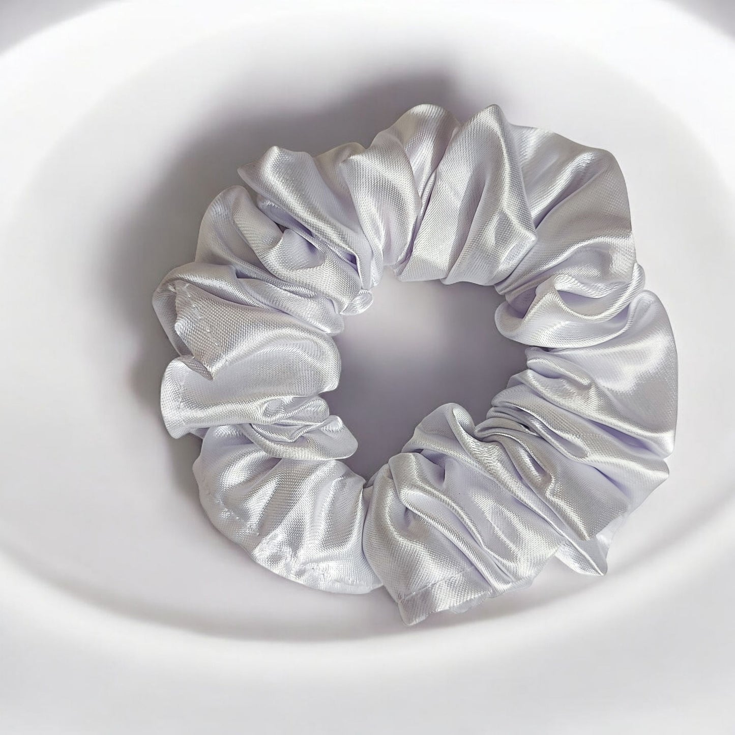 Full Length Hair Satin Scrunchie for Girls & Women (Pack of 1) White color