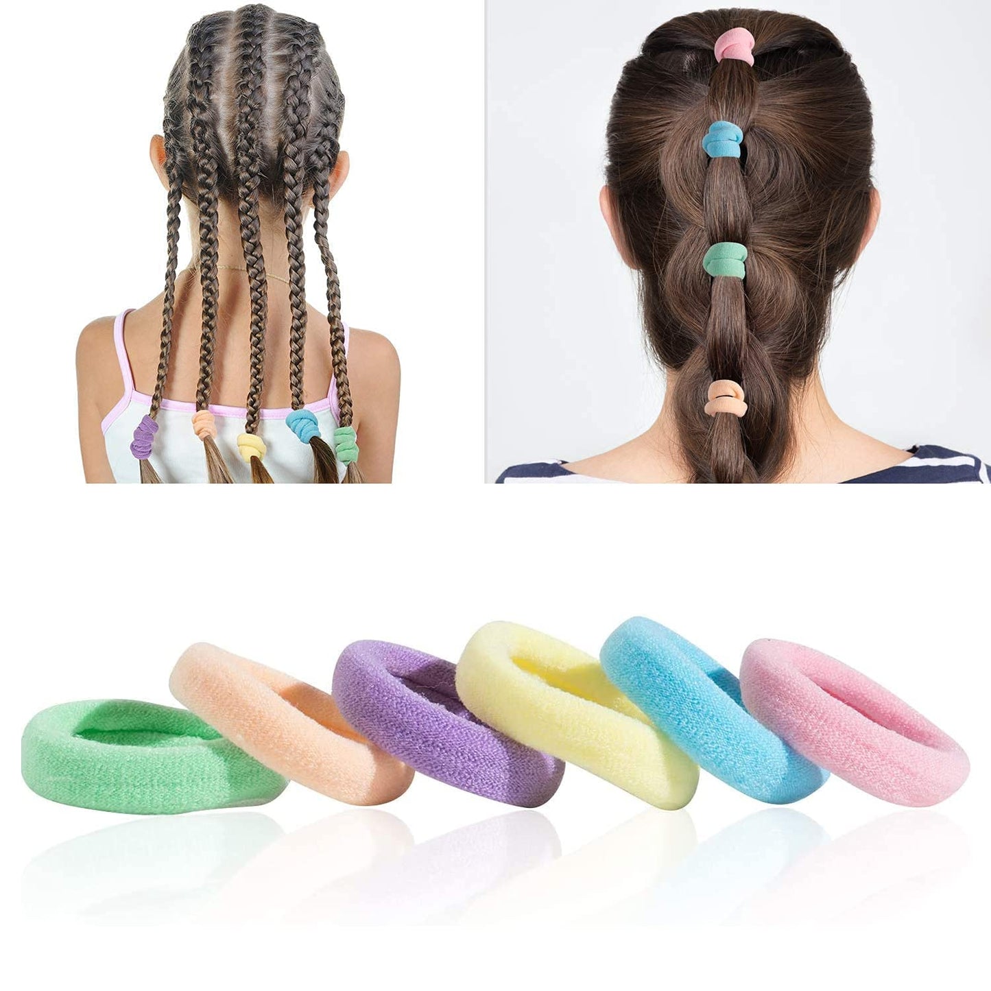 Elina 30 Light Elastic Ponytail Holder Hair Rubber Ties Head Bands Soft Cotton Thick Thin Hair Wear for School Girls, Kids, Women Accessories (Pack of 30)(Light)