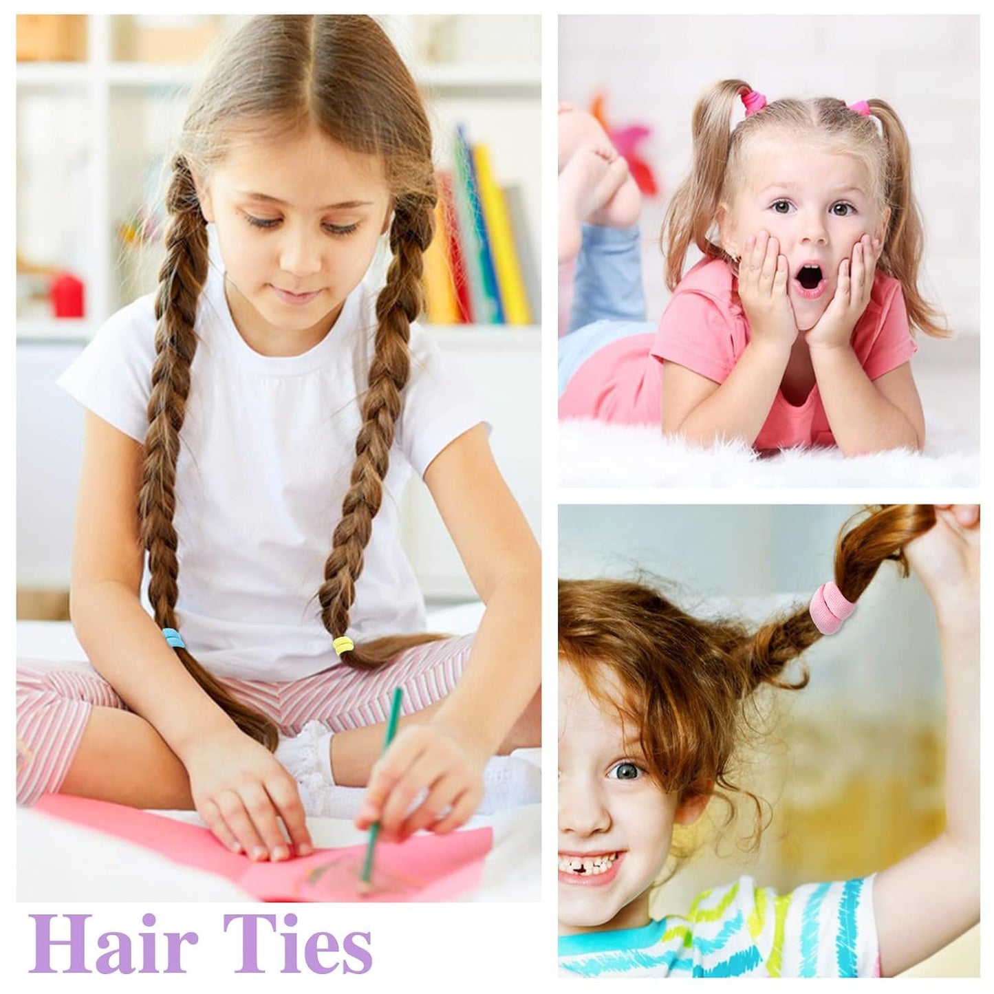 Elina 100 Pcs Baby Hair Ties for Girls and Kids Soft Premium Cotton Mini Elastic Rubber Bands Stretchable Non-Slip Small Ponytail Holder Tiny (Pastel Color) (Pack of 100)