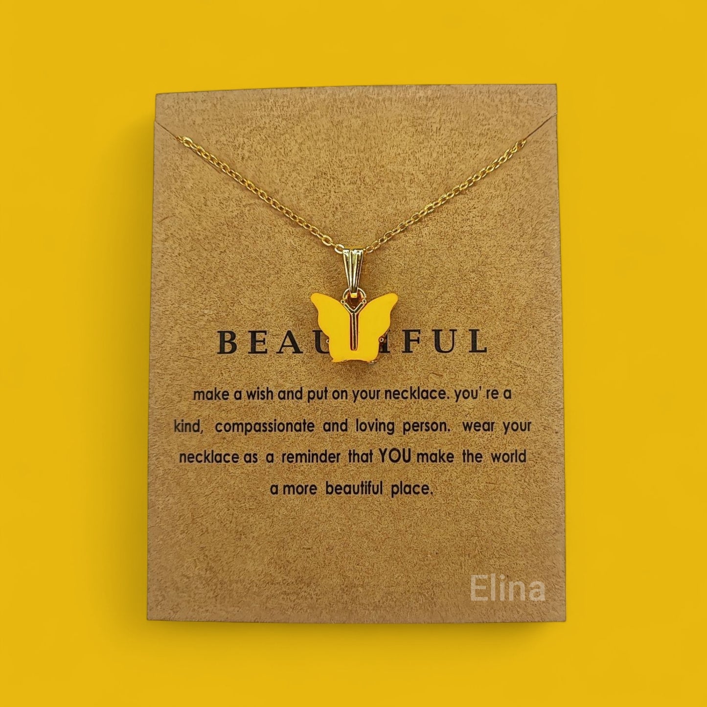 Butterfly Minimalist Necklace for Women & Girls (Yellow Color)