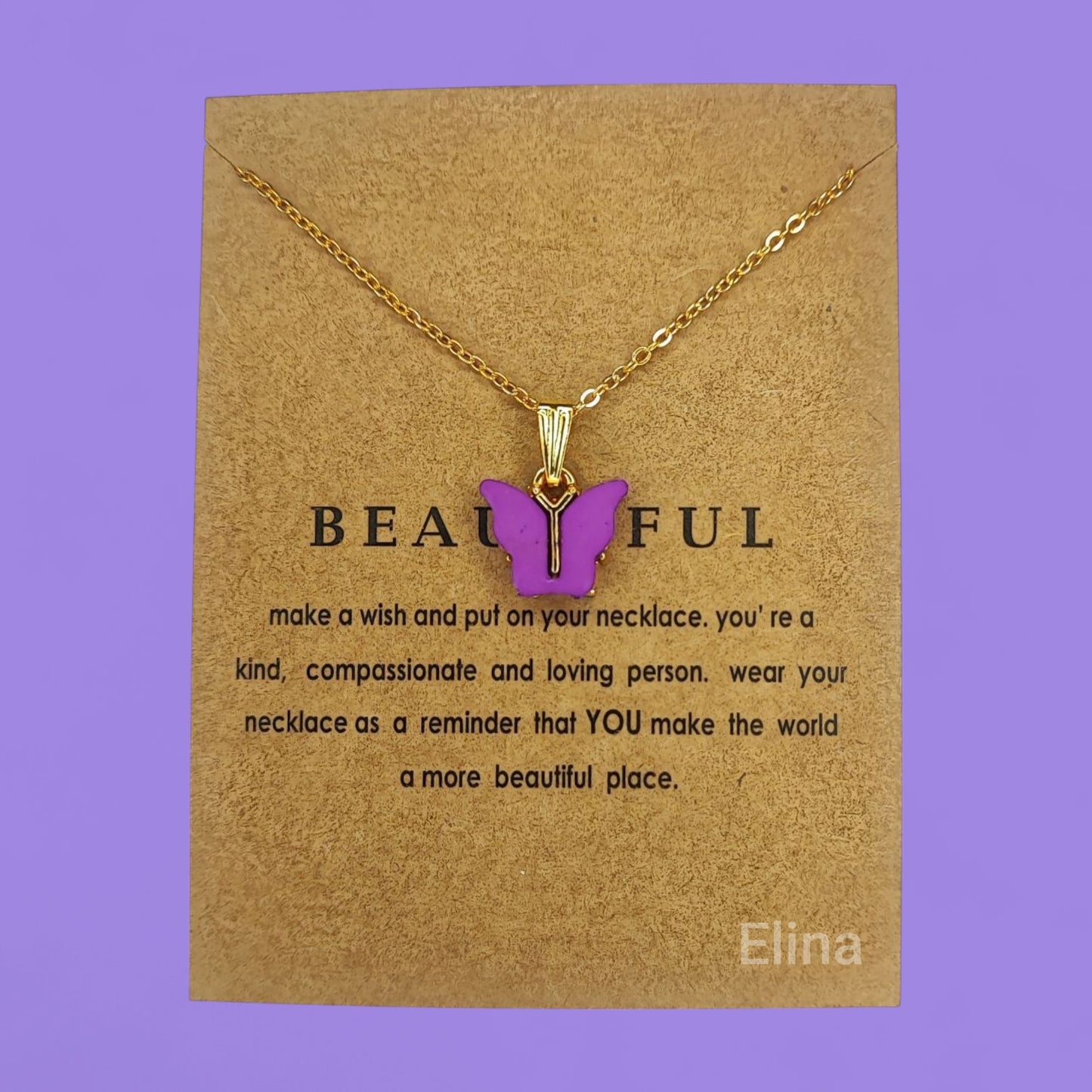 Butterfly Minimalist Necklace for Women & Girls (Purple Color)