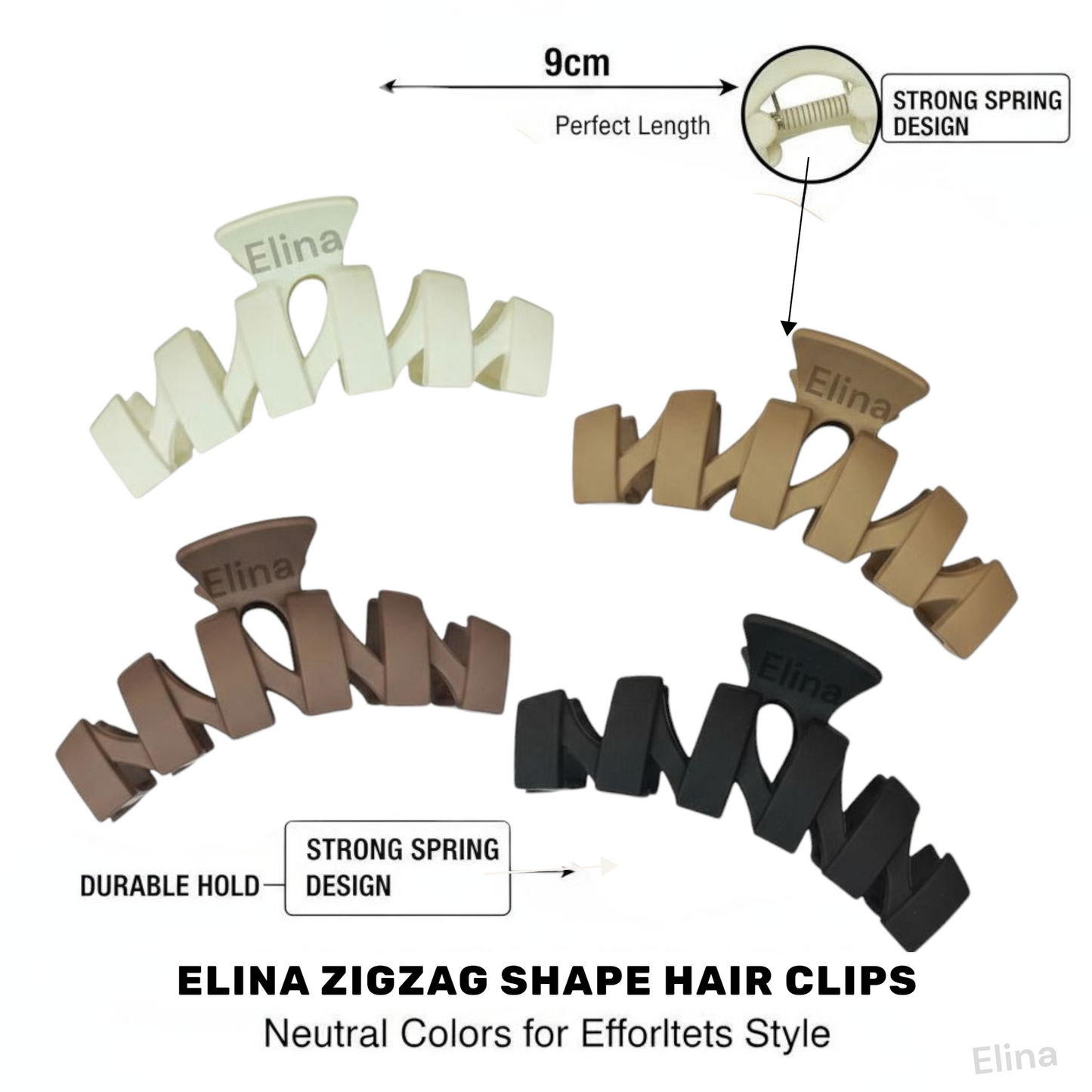 Matte Color Hair Zigzag Shape Clutcher for Women (Pack of 1 Pcs) Design3 (Random One)