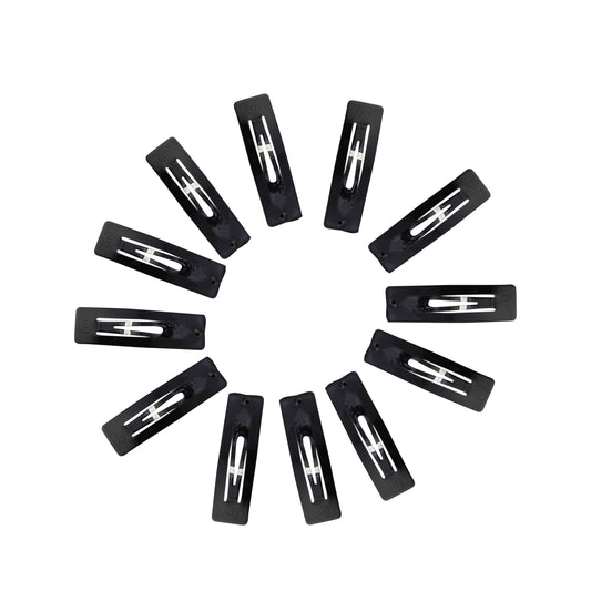 Tic Tac Hair Clips Made As Korea_Korean and Hair Accessories for Women and Girls, 24 Pcs (Pack of 2) Black Glossy and Matte