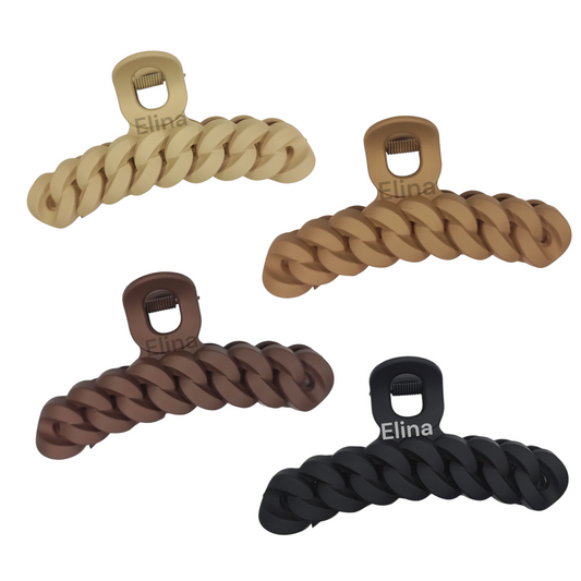 Matte Color Hair Chain Shape Clutcher for Women (Pack of 1Pcs)(Random One)