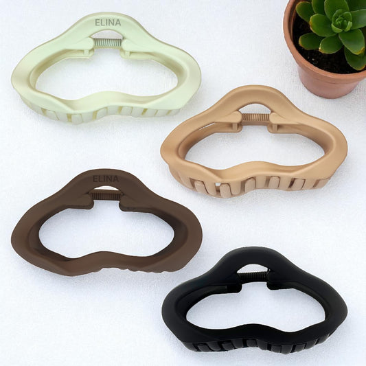 Matte Color Hair Oval Shape Clutcher for Women (Pack of 1 Pcs) Design4(Random One)