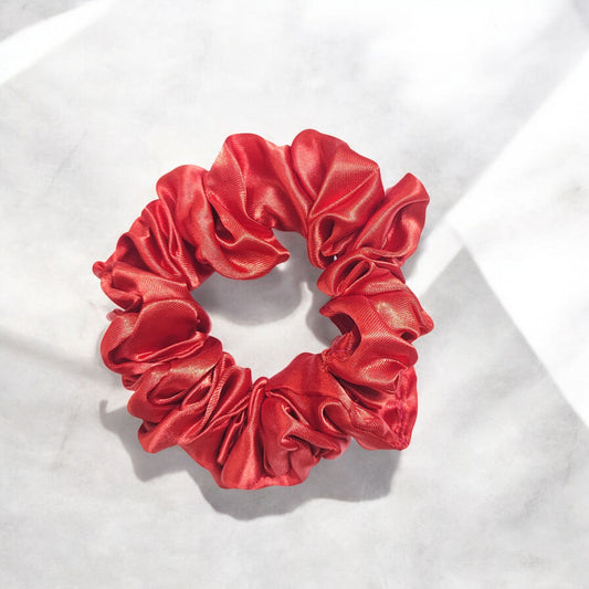 Full Length Hair Satin Scrunchie for Girls & Women (Pack of 1) Red color
