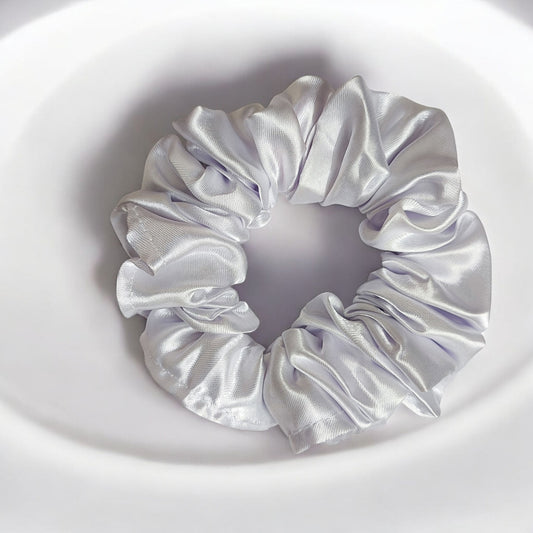 Full Length Hair Satin Scrunchie for Girls & Women (Pack of 1) White color