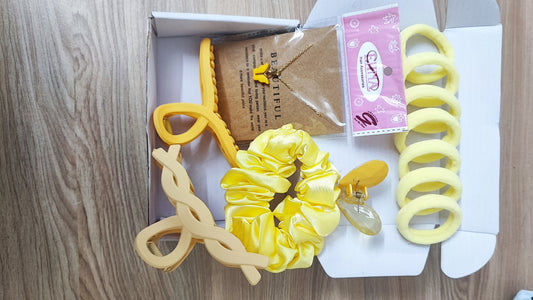 Elina Hair Combo(Scrunchies,Claw clips,Butterfly Necklace,Rubber band,Clutchers)
