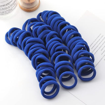 Elina 30 Blue Elastic Ponytail Holder Hair Rubber Ties Head Bands Soft Cotton Thick Thin Hair Wear for School Girls, Kids, Women Accessories (Pack of 30)(Blue)