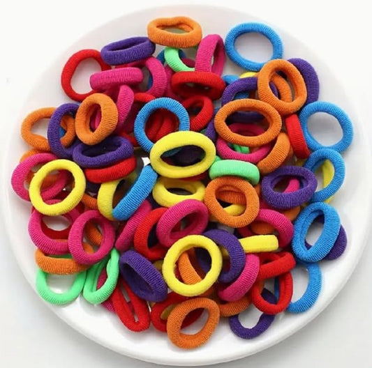 Elina 100 Pcs Baby Hair Ties for Girls and Kids Soft Premium Cotton Mini Elastic Rubber Bands Stretchable Non-Slip Small Ponytail Holder Tiny (Dark Color) (Pack of 100)