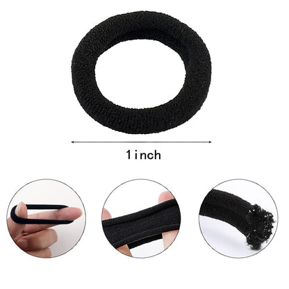 Elina 100 Pcs Baby Hair Ties for Girls and Kids Soft Premium Cotton Mini Elastic Rubber Bands Stretchable Non-Slip Small Ponytail Holder Tiny Scrunchies (Black Color) (Pack of 100)