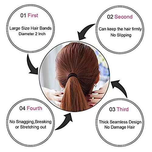 Elina Black Hair Ponytail Holder Rubber Bands Ties Soft Elastic No Damage Seamless Stretchable Non-Slip Cotton, Thick Thin, Scrunchies for School Girls, Kids, Women (Pack of 30 Pcs)