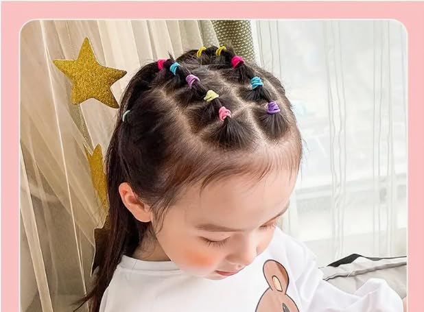 Elina 100 Pcs Baby Hair Ties for Girls and Kids Soft Premium Cotton Mini Elastic Rubber Bands Stretchable Non-Slip Small Ponytail Holder Tiny (Pastel Color) (Pack of 100)