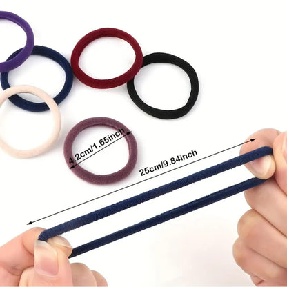 Elina Dark Colors Ponytail Holders Hair Rubber Bands for School Girls, Kids, Women Cotton Soft for Thick Hair Elastic