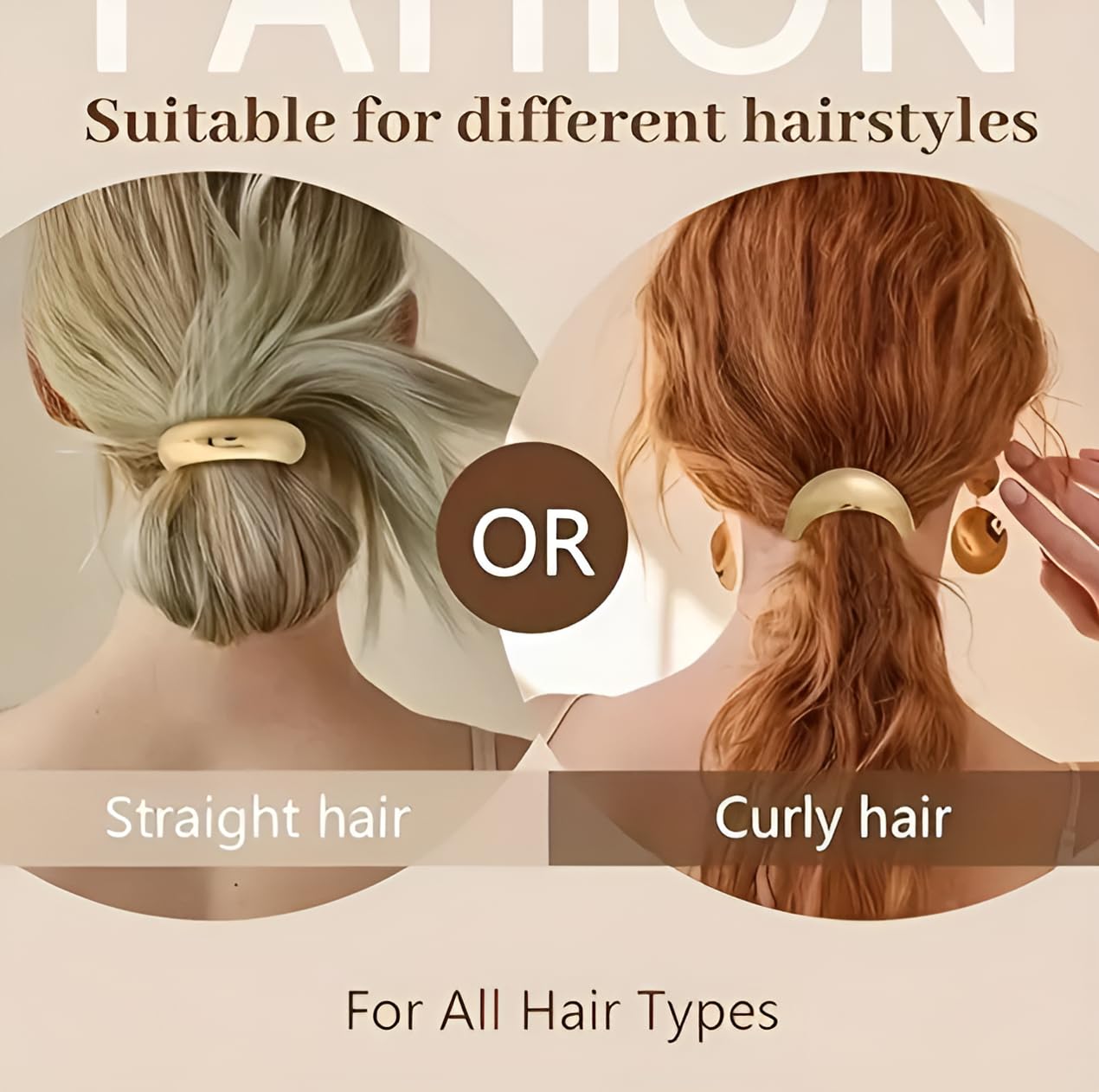 Elina Metal Hair Ties Ponytail Holder Cuffs for Girls & Women, Glossy Elastic, Head Accessories Fashion Trendy Celebrity Rubber Bands (Gold Color)(Pack of 6 Pcs Random)