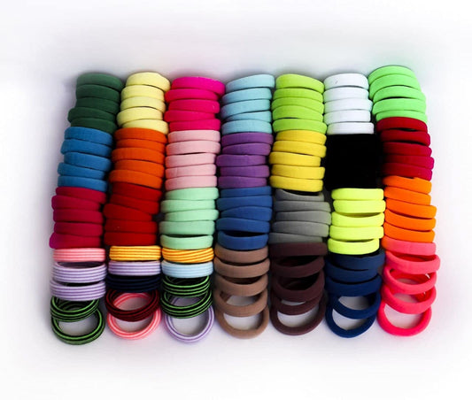 Elina 30 Pcs Multi Colors Hair Ponytail Holder Elastic Cotton Soft Thick Thin Head Rubber Bands for Girls, Kids, Women, Buns, Ties (Pack of 30)(Multi Colors)