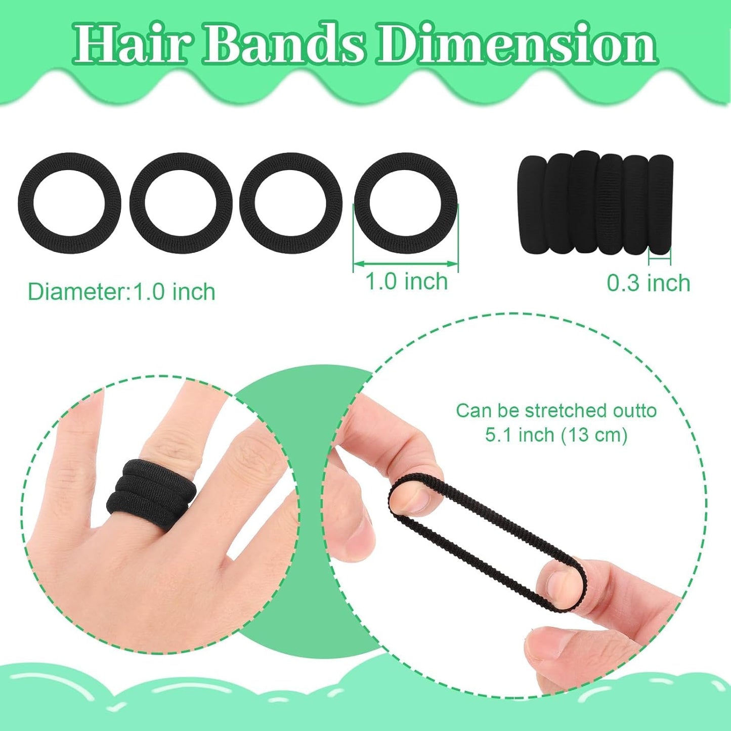 Elina 100 Pcs Baby Hair Ties for Girls and Kids Soft Premium Cotton Mini Elastic Rubber Bands Stretchable Non-Slip Small Ponytail Holder Tiny Scrunchies (Black Color) (Pack of 100)
