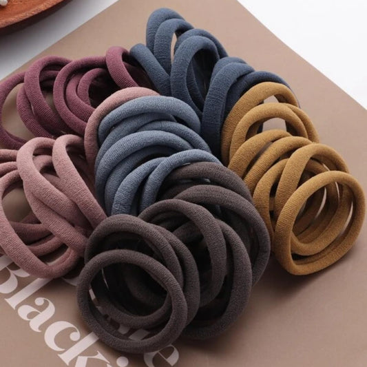 Elina Dark Colors Ponytail Holders Hair Rubber Bands for School Girls, Kids, Women Cotton Soft for Thick Hair Elastic