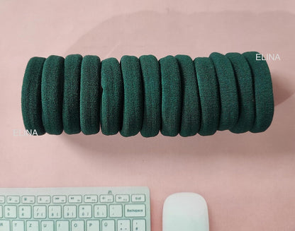 Elina 30 Green Elastic Ponytail Holder Hair Rubber Ties Head Bands Soft Cotton Thick Thin Hair Wear for School Girls, Kids, Women Accessories (Pack of 30)(Green)