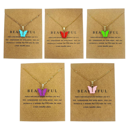 Elina Latest Fashion 5 Pcs Butterfly Jewellery Necklace Set, Gold Plated Stylish Pendant Chain for Women, Girls Gift Combo(Multi Color)(Set of 5 Pcs)