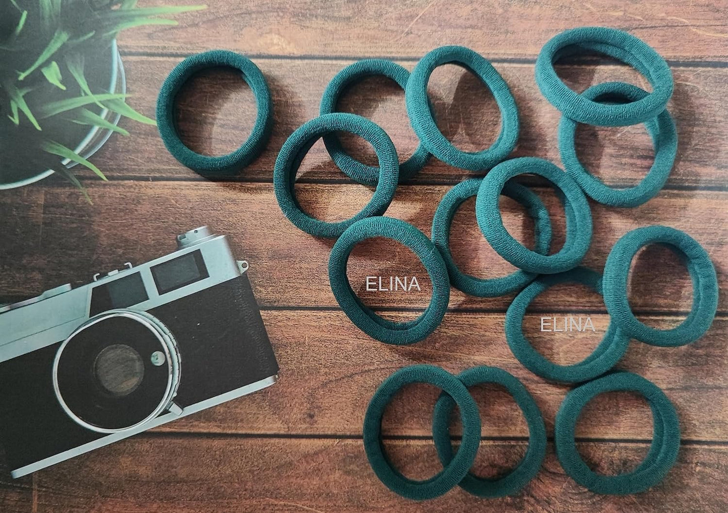 Elina 30 Green Elastic Ponytail Holder Hair Rubber Ties Head Bands Soft Cotton Thick Thin Hair Wear for School Girls, Kids, Women Accessories (Pack of 30)(Green)