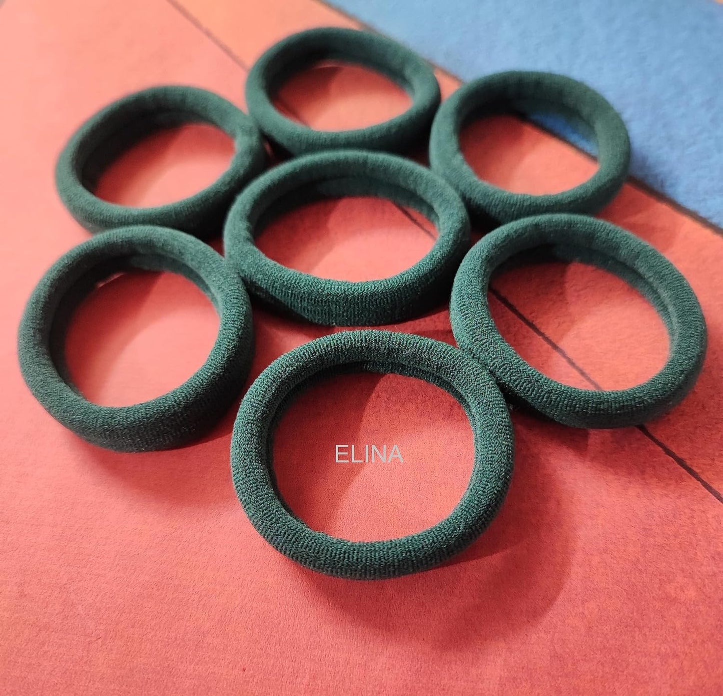 Elina 30 Green Elastic Ponytail Holder Hair Rubber Ties Head Bands Soft Cotton Thick Thin Hair Wear for School Girls, Kids, Women Accessories (Pack of 30)(Green)