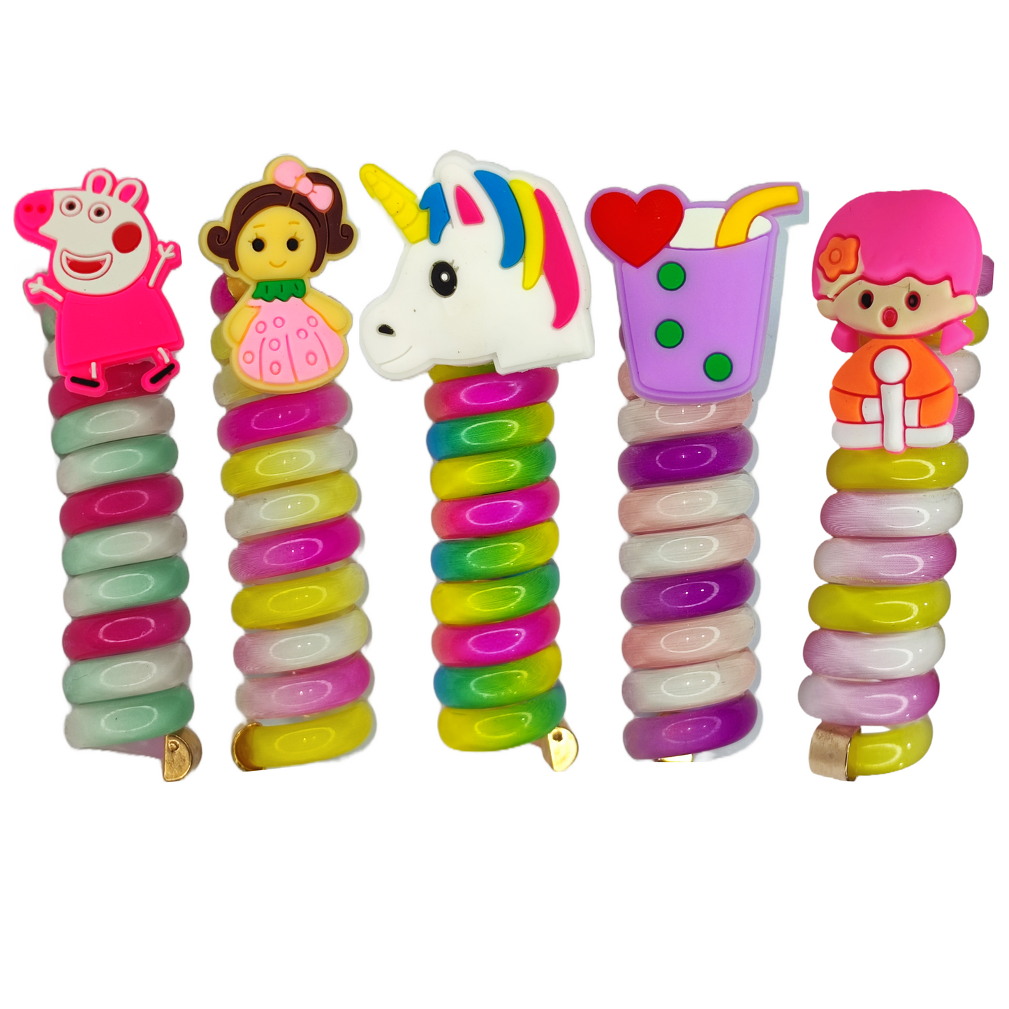 Elina 3 Pcs Telephone Wire Fancy Sprial Hair Band Ties Spring Braids Ponytail Holder Cute Cartoon Accessories Elastic Bow Knot for Girls,Kids, Baby and Women.3 Pcs