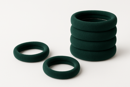 Elina 30 Green Elastic Ponytail Holder Hair Rubber Ties Head Bands Soft Cotton Thick Thin Hair Wear for School Girls, Kids, Women Accessories (Pack of 30)(Green)