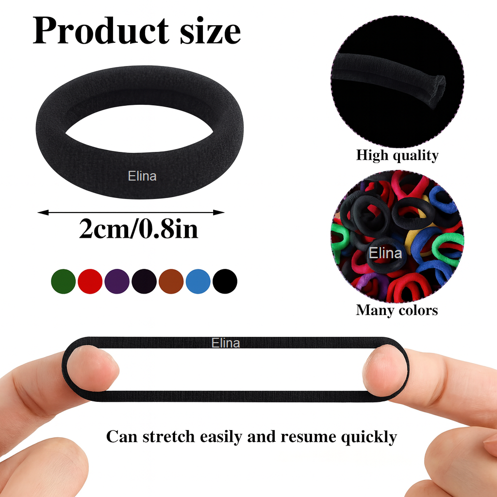 Elina 100 Pcs Baby Hair Ties for Girls and Kids (Dark Color) (Pack of 100)