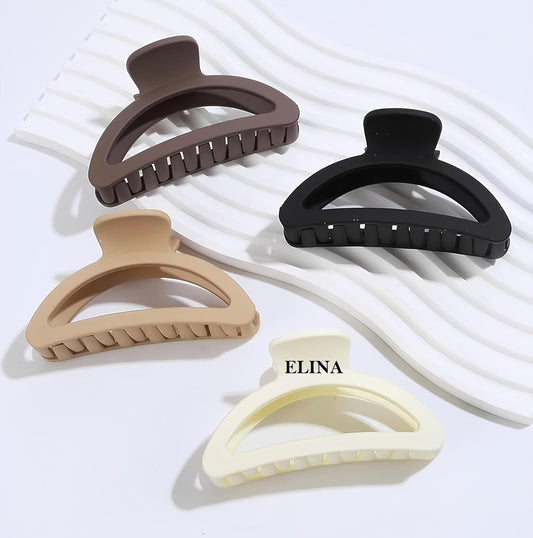 Matte Color Hair D-Shape Clutcher for Women (Pack of 1 Pcs) Design2(Random One)