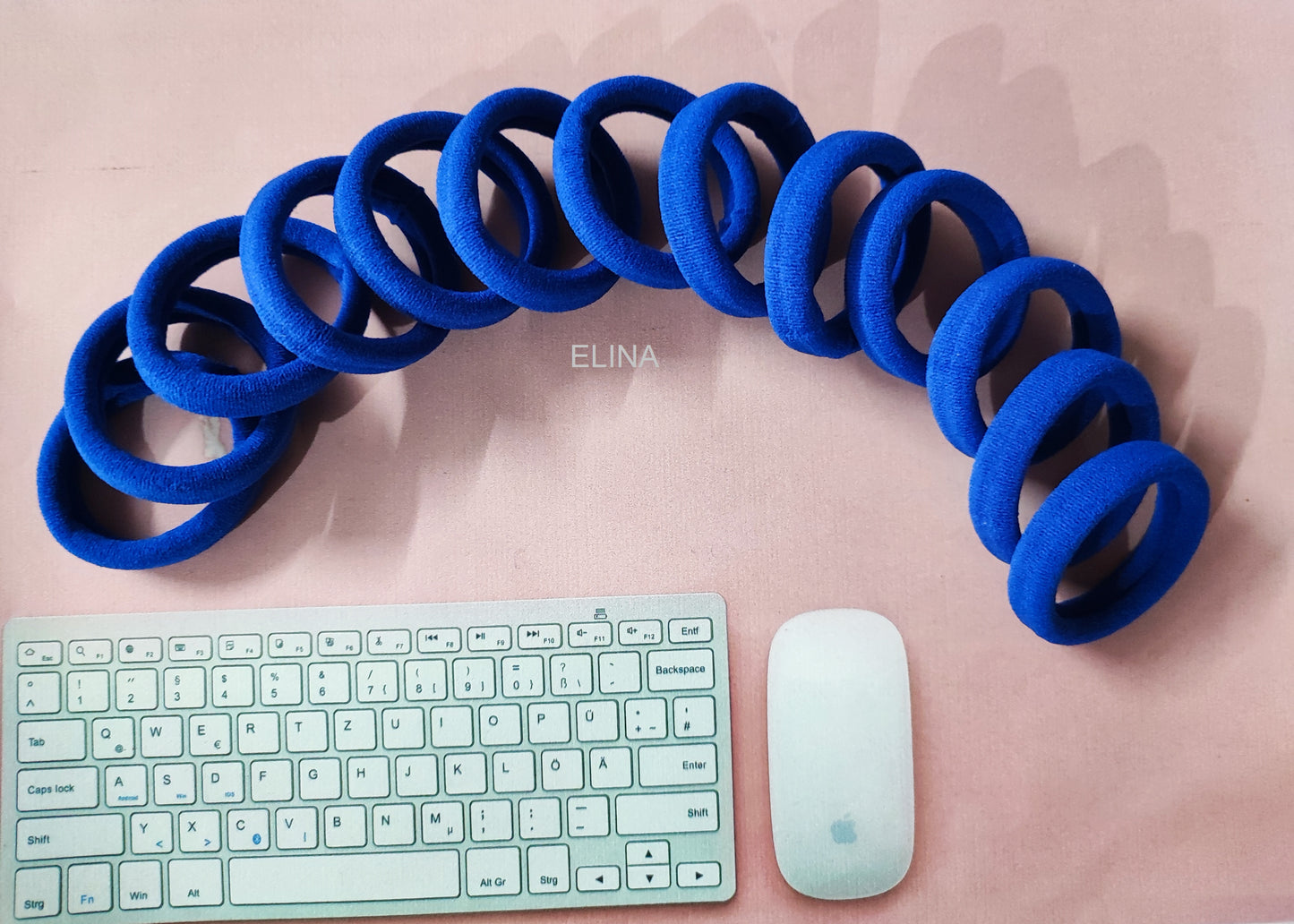 Elina 30 Blue Elastic Ponytail Holder Hair Rubber Ties Head Bands Soft Cotton Thick Thin Hair Wear for School Girls, Kids, Women Accessories (Pack of 30)(Blue)