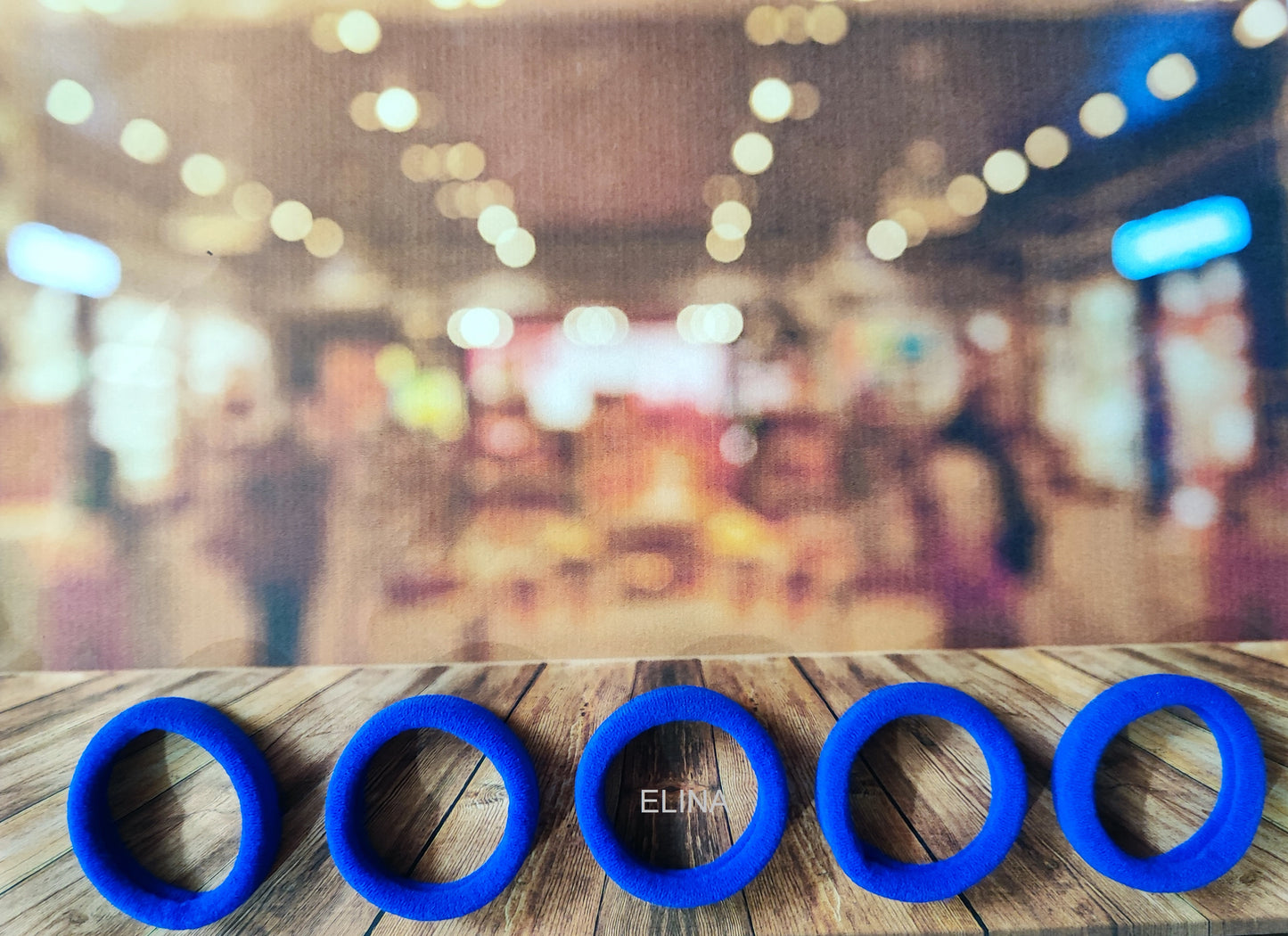 Elina 30 Blue Elastic Ponytail Holder Hair Rubber Ties Head Bands Soft Cotton Thick Thin Hair Wear for School Girls, Kids, Women Accessories (Pack of 30)(Blue)