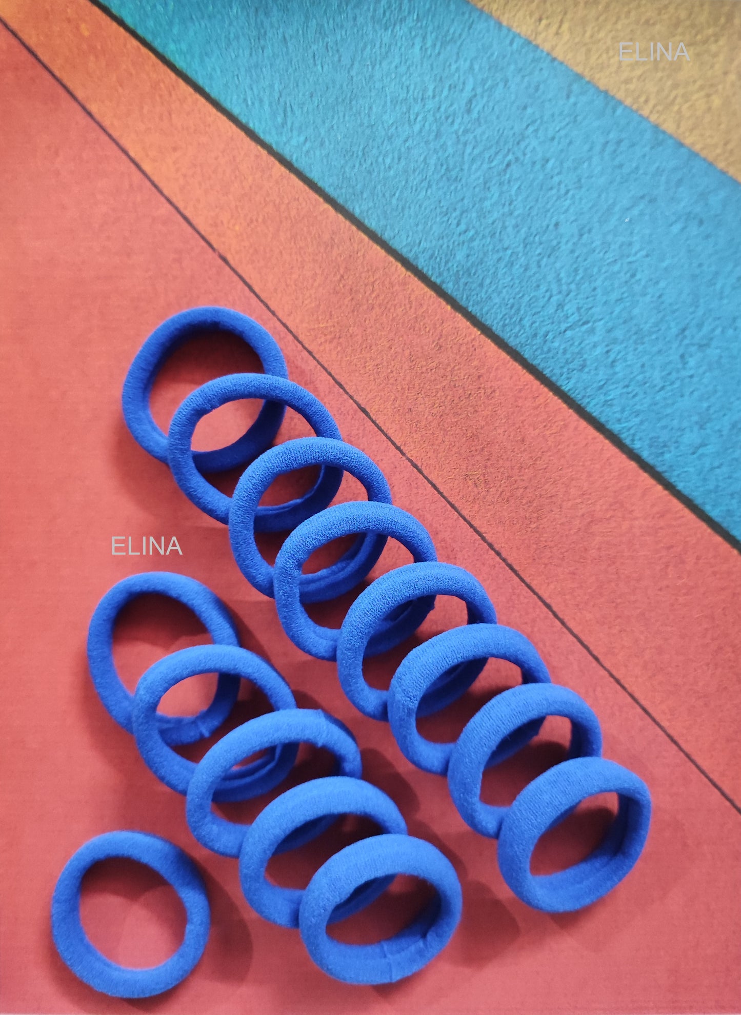 Elina 30 Blue Elastic Ponytail Holder Hair Rubber Ties Head Bands Soft Cotton Thick Thin Hair Wear for School Girls, Kids, Women Accessories (Pack of 30)(Blue)