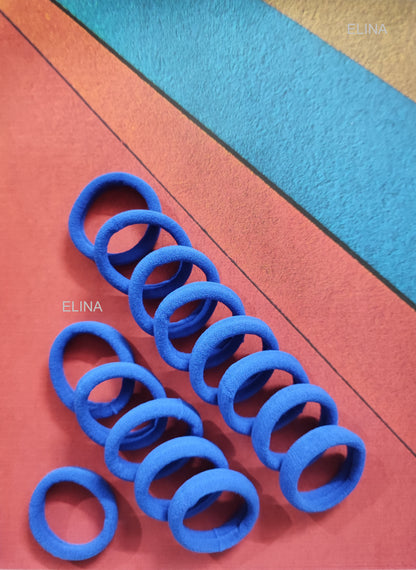 Elina 30 Blue Elastic Ponytail Holder Hair Rubber Ties Head Bands Soft Cotton Thick Thin Hair Wear for School Girls, Kids, Women Accessories (Pack of 30)(Blue)