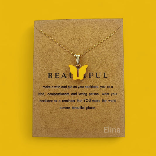 Butterfly Minimalist Necklace for Women & Girls (Yellow Color)