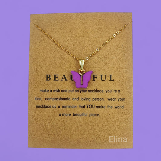 Butterfly Minimalist Necklace for Women & Girls (Purple Color)