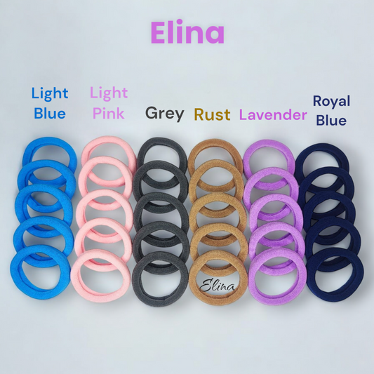 Elina 30 Light Pastel Elastic Ponytail Holder Hair Rubber Multi Color Ties Head Bands Soft Cotton Thick Thin Hair Wear for School Girls, Kids, Women Accessories (Pack of 30)