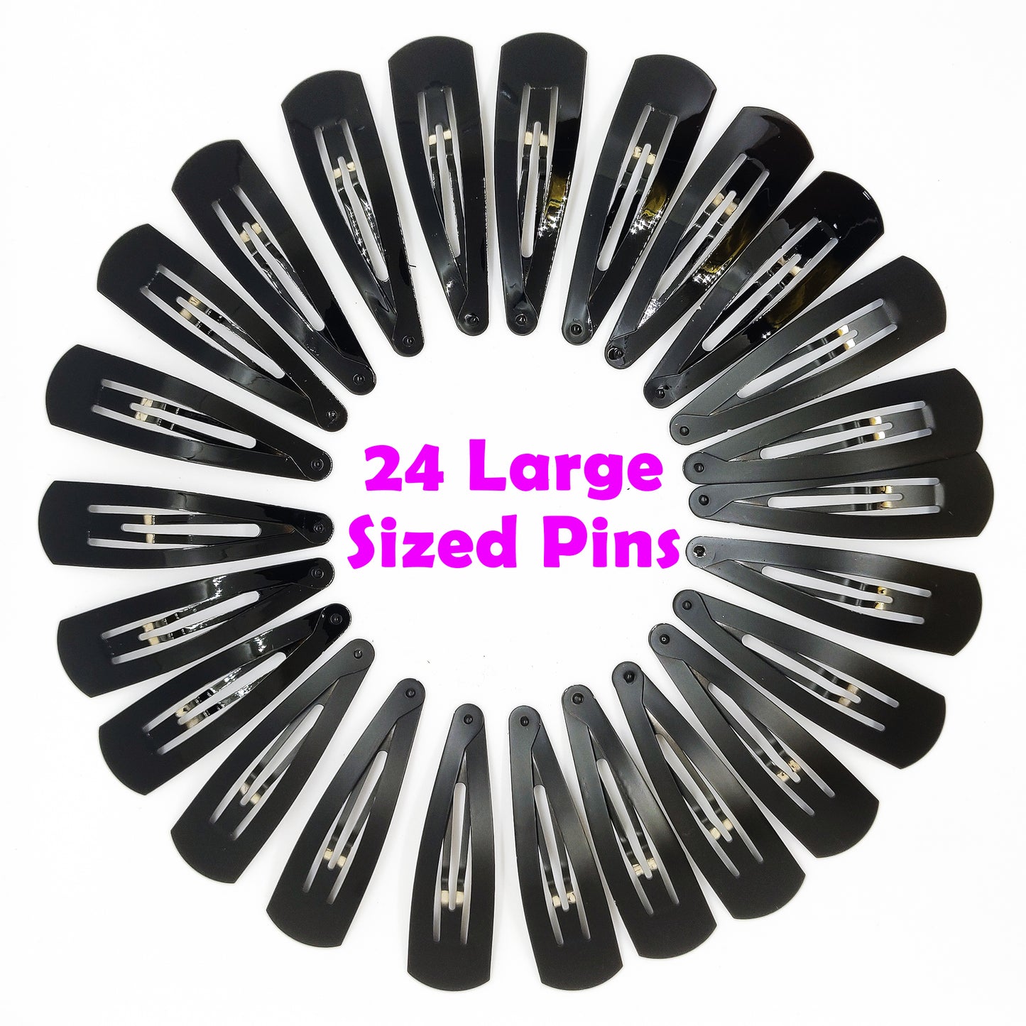 Extra Large Tic Tac Hair Clips for Women and Girls (Black Glossy and Matte) -24 Pcs, Pack of 2