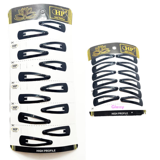 Extra Small Metal Tic Tac Hair Clips for Women, Children and Girls - 24 Pcs (pack of 2) - Black Glossy and Matte