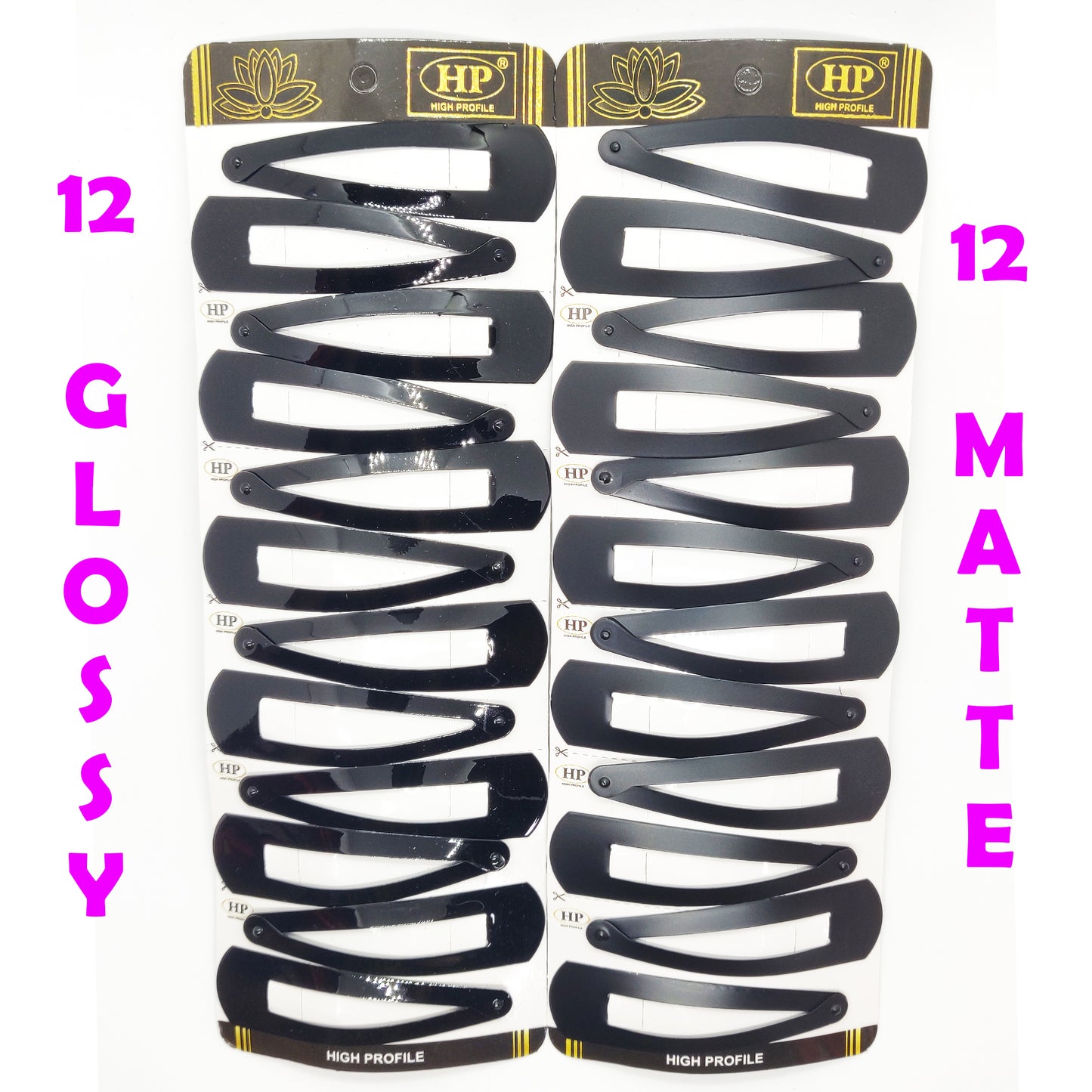 Extra Large Tic Tac Hair Clips for Women and Girls (Black Glossy and Matte) -24 Pcs, Pack of 2