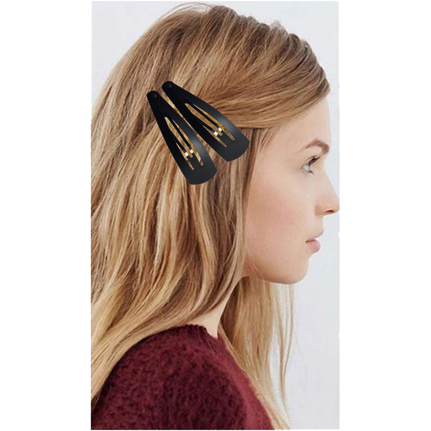 Extra Large Tic Tac Hair Clips for Women and Girls (Black Glossy and Matte) -24 Pcs, Pack of 2