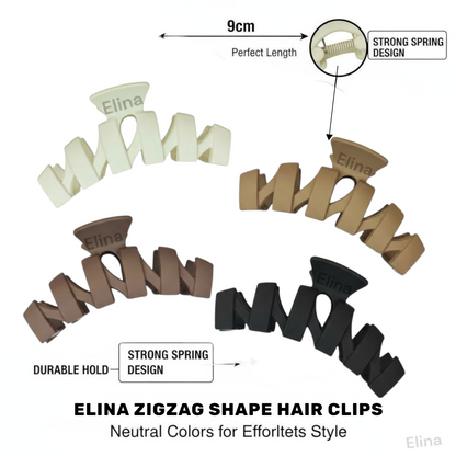 Matte Color Hair Zigzag Shape Clutcher for Women (Pack of 1 Pcs) Design3 (Random One)