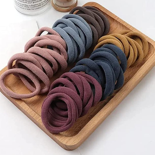 Elina Dark Colors Ponytail Holders Hair Rubber Bands for School Girls, Kids, Women Cotton Soft for Thick Hair Elastic